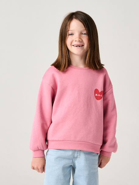 Sweat fille motif imprimé corail+pivoine+vanille+violet 4 - vertbaudet enfant 