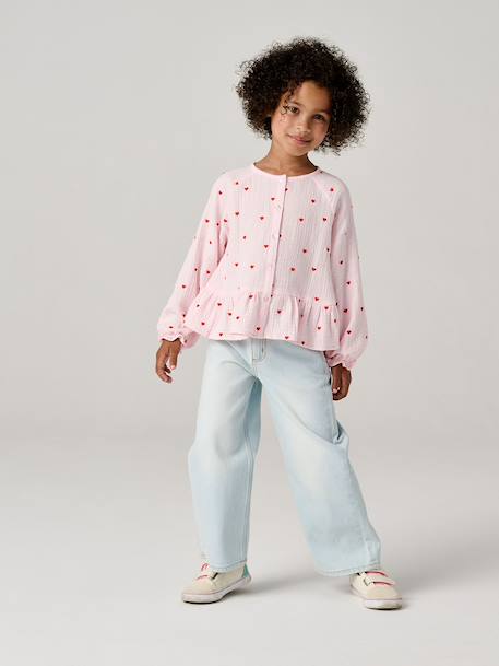 Chemise fille en gaze de coton rose pâle+vert d'eau 6 - vertbaudet enfant 