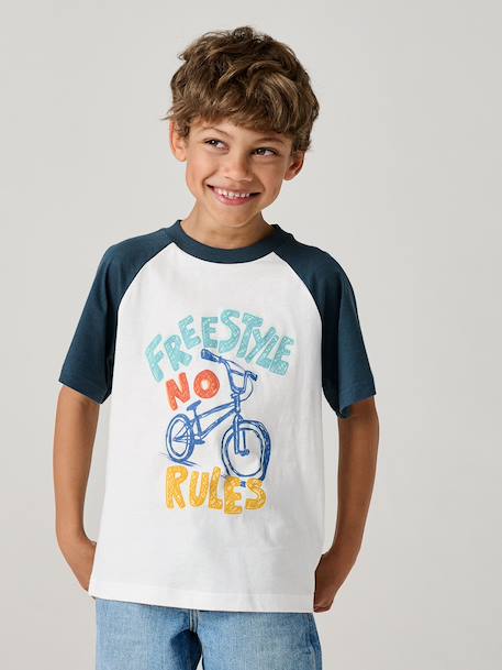 T-shirt manches courtes garçon bleu océan+vert émeraude 1 - vertbaudet enfant 