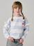 Sweat fille rayé manches à volants bleu pâle+marine+pivoine+rouge+vieux rose 1 - vertbaudet enfant 