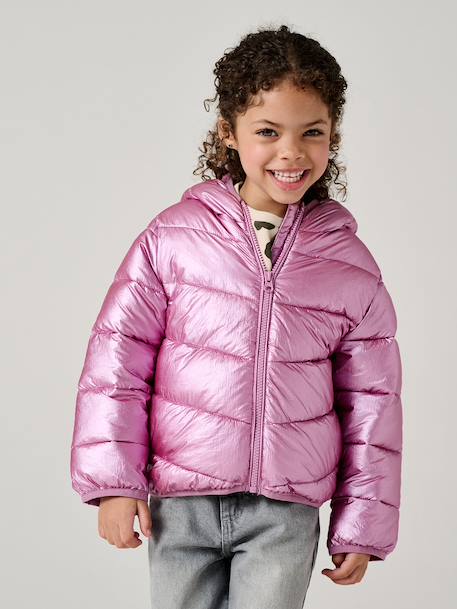 Doudoune fille légère à capuche effet brillant métallisé or+rose 7 - vertbaudet enfant 