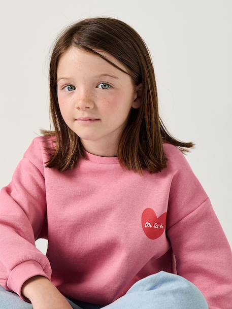 Sweat fille motif imprimé corail+pivoine+vanille+violet 5 - vertbaudet enfant 