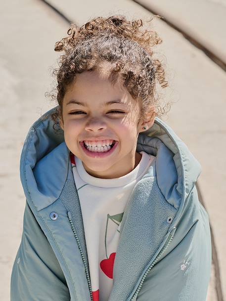 Doudoune légère fille brodée vert de gris 3 - vertbaudet enfant 