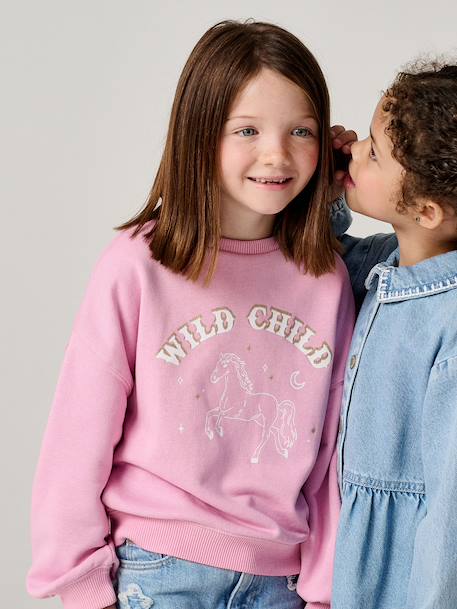 Sweat fille manches longues mauve 1 - vertbaudet enfant 