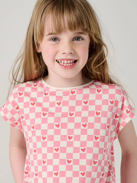 T-shirt fille imprimé noeud fantaisie manches courtes blanc+lavande+rose 8 - vertbaudet enfant 