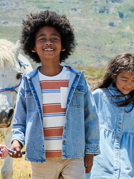 Chemise garçon en denim double stone 1 - vertbaudet enfant 