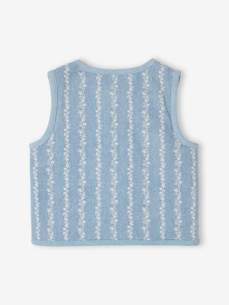Gilet bébé sans manche denim fleurs stone 3 - vertbaudet enfant 