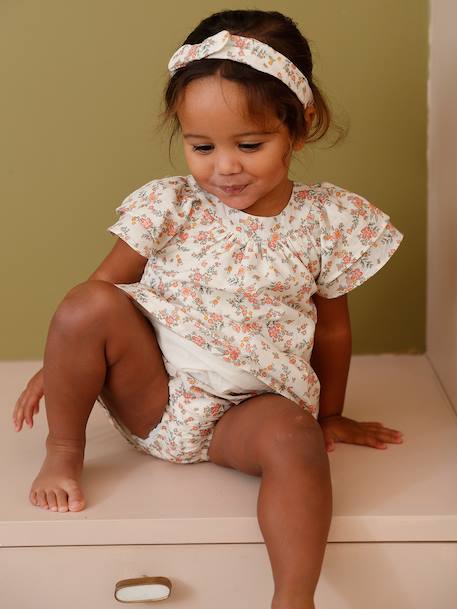 Ensemble bébé fille robe, bloomer et bandeau écru 2 - vertbaudet enfant 