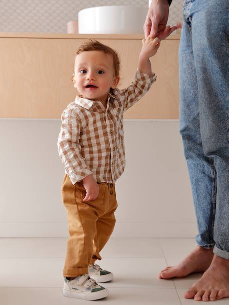 Chemise bébé garçon gaze de coton carreaux beige 7 - vertbaudet enfant 