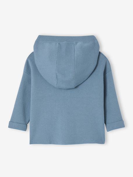 Pull à capuche bébé bleu jean+écru+tomette 2 - vertbaudet enfant 