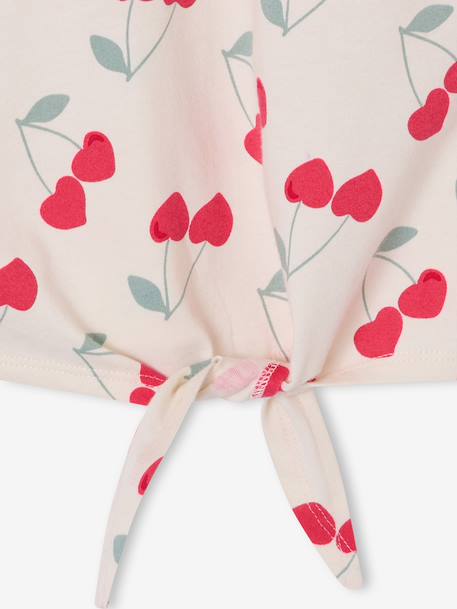 T-shirt fille imprimé noeud fantaisie manches courtes blanc+lavande+rose 3 - vertbaudet enfant 