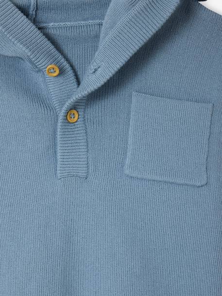 Pull à capuche bébé bleu jean+écru+tomette 3 - vertbaudet enfant 