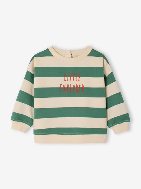 Sweat bébé manches longues rayés rayé vert 1 - vertbaudet enfant 