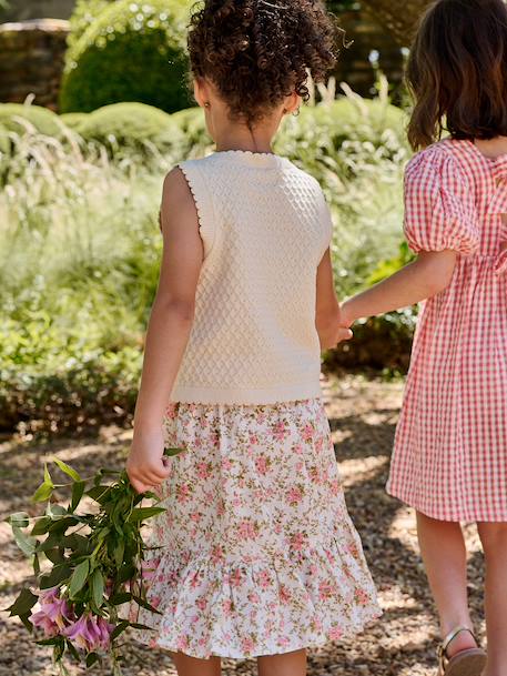 Gilet fille sans manches en maille vanille 7 - vertbaudet enfant 