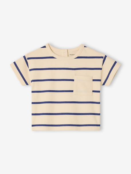 T-shirt bébé rayé en coton rayé bleu+rayé vert 1 - vertbaudet enfant 