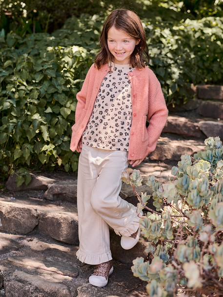 Pantalon fille large à volants écru+lilas 2 - vertbaudet enfant 