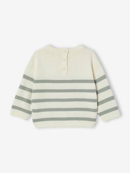 Pull bébé rayé en tricot caramel+marine+vert sauge 8 - vertbaudet enfant 