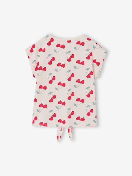 T-shirt fille imprimé noeud fantaisie manches courtes blanc+lavande+rose 2 - vertbaudet enfant 