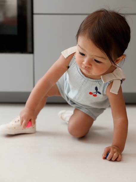 Combishort bébé fille coton rayé bleu 2 - vertbaudet enfant 