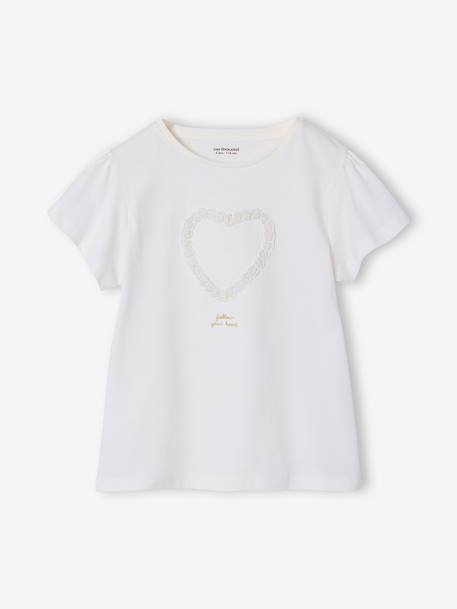 T-shirt manches courtes fille blanc 1 - vertbaudet enfant 