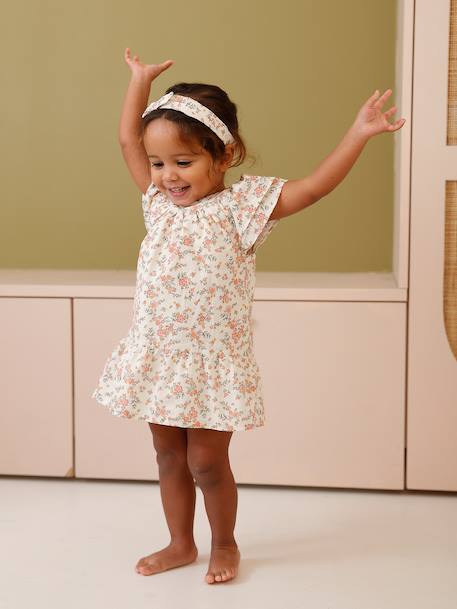 Ensemble bébé fille robe, bloomer et bandeau écru 1 - vertbaudet enfant 