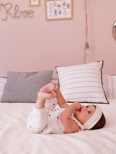 Coffret naissance salopette fille et bandeau écru 1 - vertbaudet enfant 