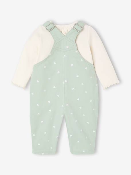 Ensemble salopette T-shirt bébé cœur vert d'eau 6 - vertbaudet enfant 