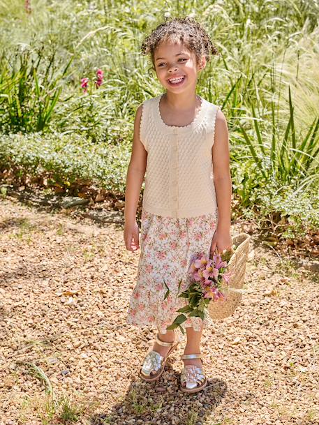 Gilet fille sans manches en maille vanille 1 - vertbaudet enfant 
