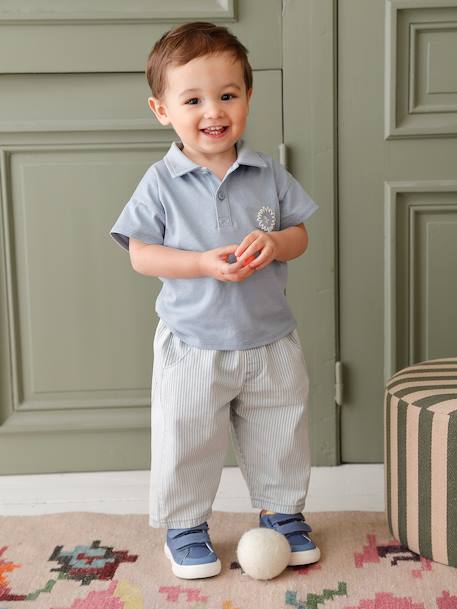 Ensemble polo pantalon bébé garçon rayé bleu 1 - vertbaudet enfant 