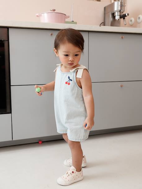 Bébé-Salopette, combinaison-Combishort bébé fille coton