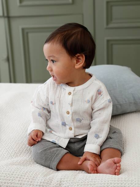 Chemise bébé garçon gaze de coton écru 5 - vertbaudet enfant 