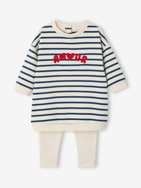 Ensemble bébé robe legging personnalisable rayé marine 3 - vertbaudet enfant 