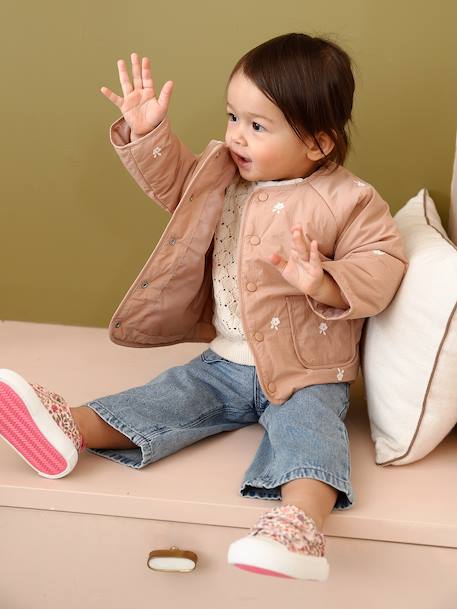 Veste brodée bébé fille noix de pécan 2 - vertbaudet enfant 
