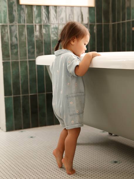 Combishort bébé fille denim denim bleached 2 - vertbaudet enfant 