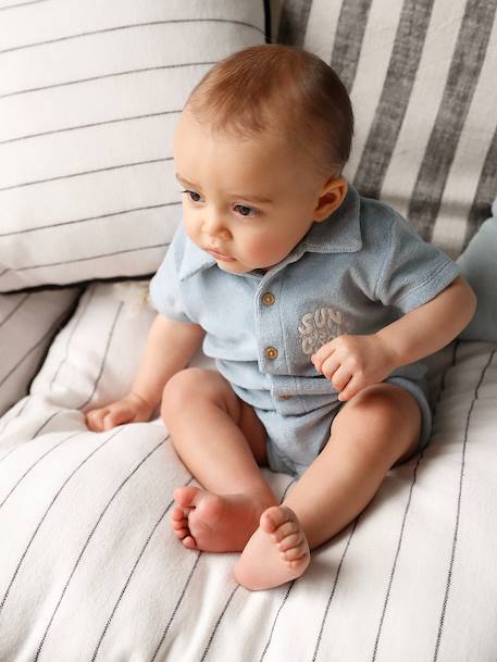 Combishort bébé en éponge bleu ciel 2 - vertbaudet enfant 