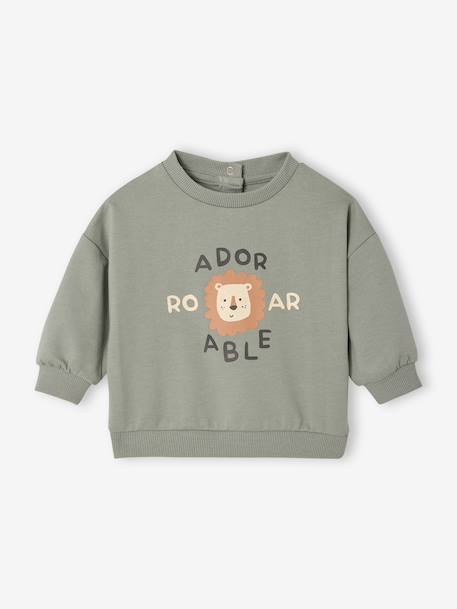 Sweat bébé col rond écru+vert sauge 5 - vertbaudet enfant 