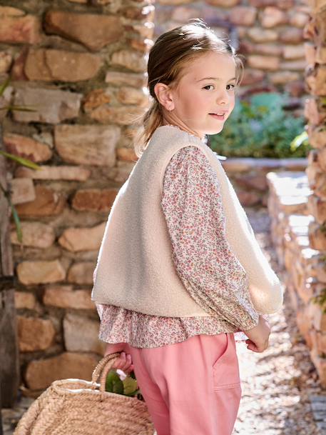 Gilet sans manches fille en sherpa écru+marron 6 - vertbaudet enfant 