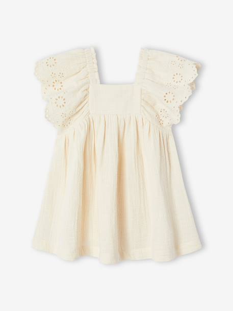 Robe bébé en gaze de coton écru+rouge 1 - vertbaudet enfant 