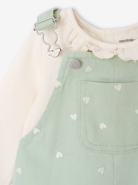 Ensemble salopette T-shirt bébé cœur vert d'eau 7 - vertbaudet enfant 