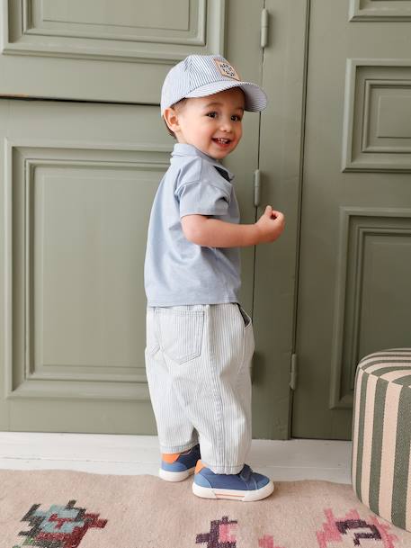Casquette « Happy youpi » bébé rayé bleu 2 - vertbaudet enfant 