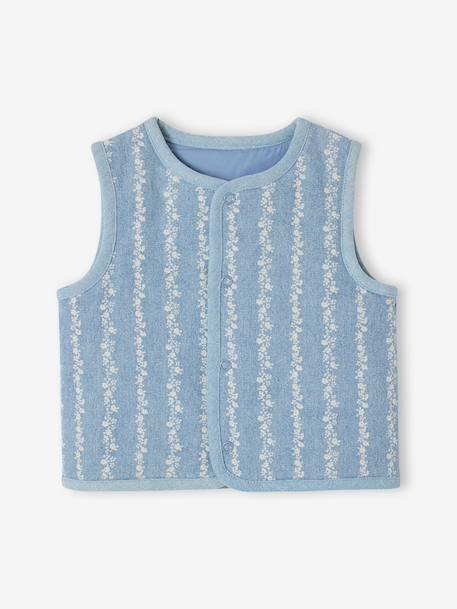 Gilet bébé sans manche denim fleurs stone 2 - vertbaudet enfant 