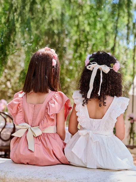 Robe cérémonie fille ceinture dorée blanc+blush 16 - vertbaudet enfant 
