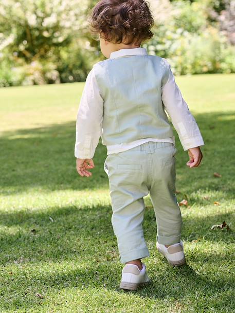 Pantalon bébé à bretelles amovibles vert sauge 7 - vertbaudet enfant 