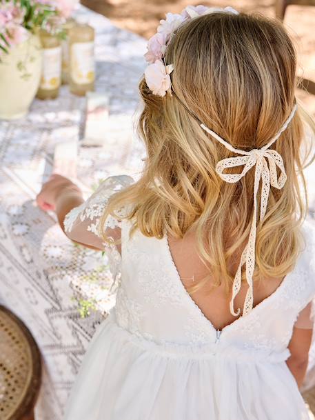 Robe fille dentelle et tulle blanc 7 - vertbaudet enfant 