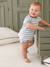 Ensemble bébé tee-shirt + short en éponge bleu grisé+rayé bleu+taupe 8 - vertbaudet enfant 