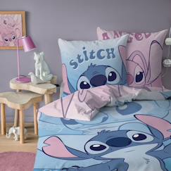 -Parure de lit imprimée réversible 100% coton, disney home stitch magic duo