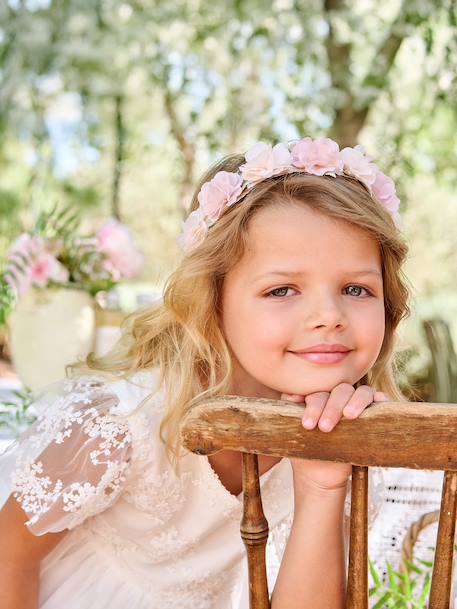 Robe fille dentelle et tulle blanc 6 - vertbaudet enfant 