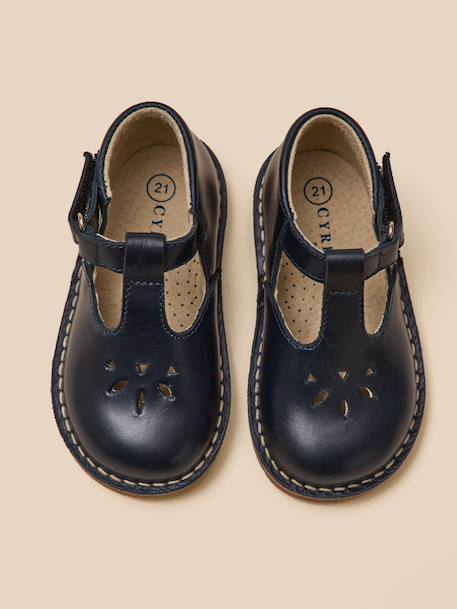 Salomés en cuir bébé Camel+Marine 9 - vertbaudet enfant 
