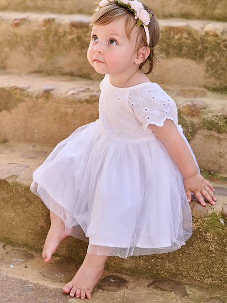 Robe bébé fille tulle broderie blanc 6 - vertbaudet enfant 