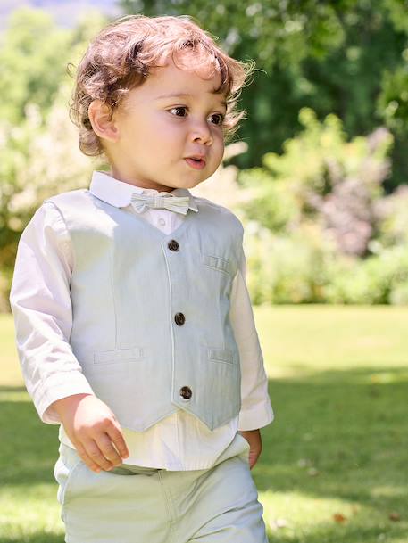 Ensemble chemise gilet nœud papillon bébé vert sauge 1 - vertbaudet enfant 